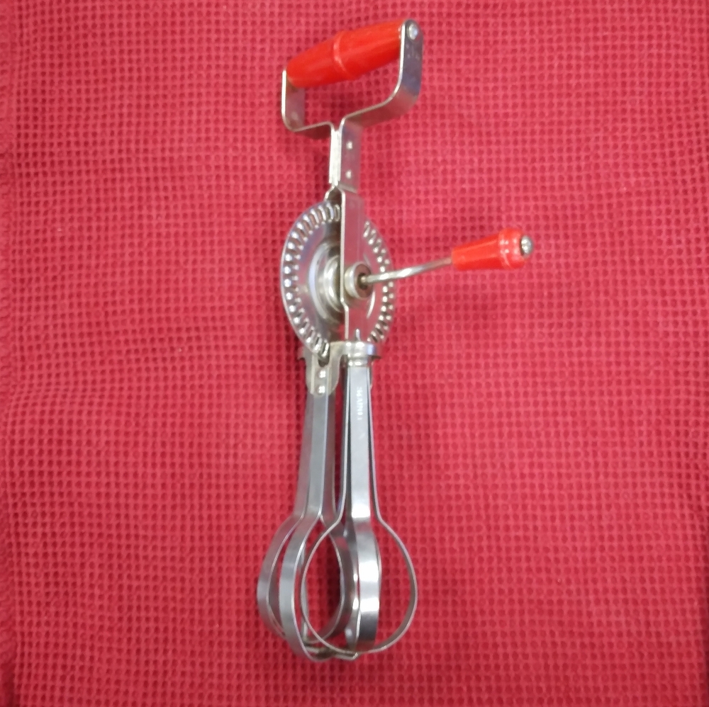 Vintage Blue Whirl Stainless Steel Hand Mixer